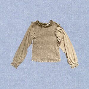 Zara Kids Smocked Ruffle Shoulder Balloon Sleeve Long Sleeve Size 9